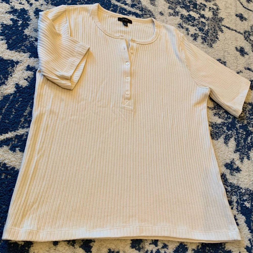 J. Crew ribbed Henley in cream